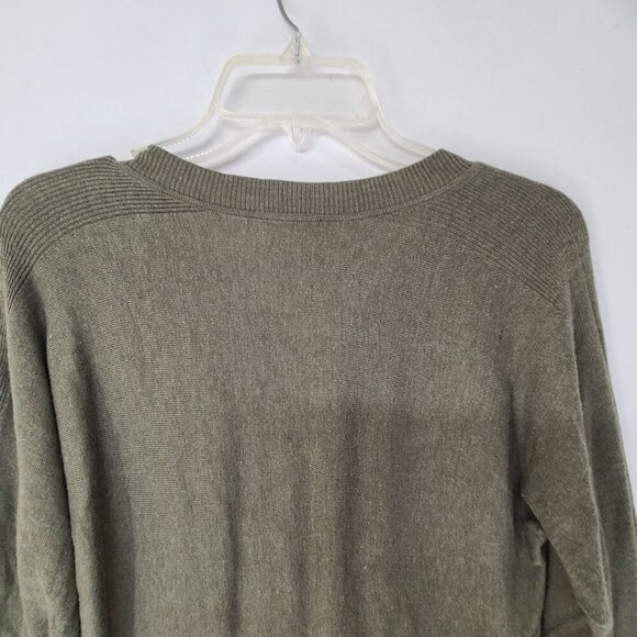 Chico's Women's Long Sleeve Pullover Knit Top V neck Olive Green Size Small - Picture 5 of 6